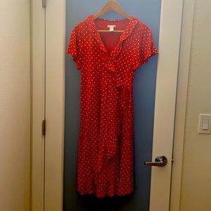 H&M MAMA Maternity Red and White Polka Dot Dress - Like New - Medium